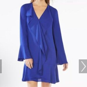 BCBGMaxAzria NWT Debra Ruffled-Trim Dress Royal Blue Size XS